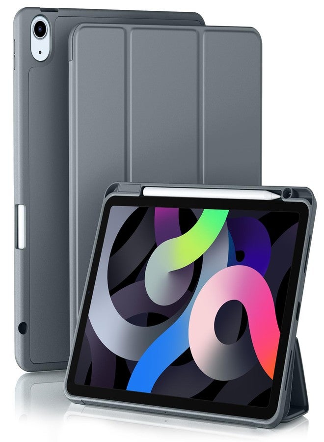 Akkerds جراب Akkerds متوافق مع iPad Air مقاس 11 بوصة من الجيل السابع/السادس (M3/M2) 2025/2024، وجراب iPad Air من الجيل الخامس/الرابع مقاس 10.9 بوصة 2022/2020 مع حامل قلم [تشغيل/إيقاف تلقائي]، رمادي داكن - Image 1